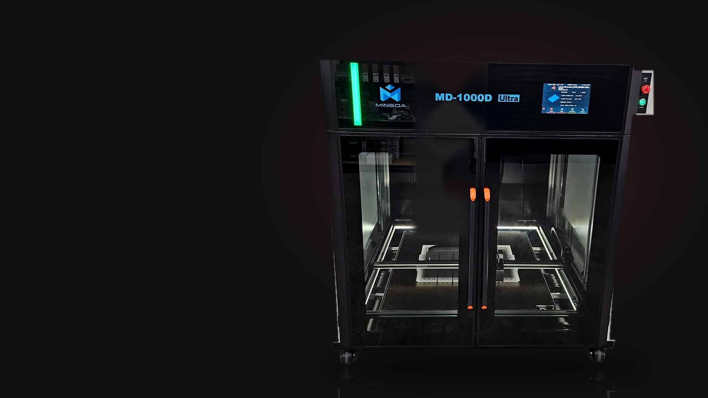 Mingda MD-1000D Ultra met een print in de kast